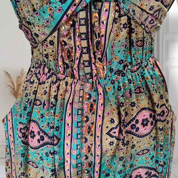 Karma Highway Multi Way Halter Wide Leg Jumpsuit OS  Boho Paisley Viscose - Picture 10 of 16